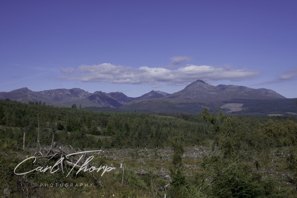 Mountains of Arran on a clear blue day
