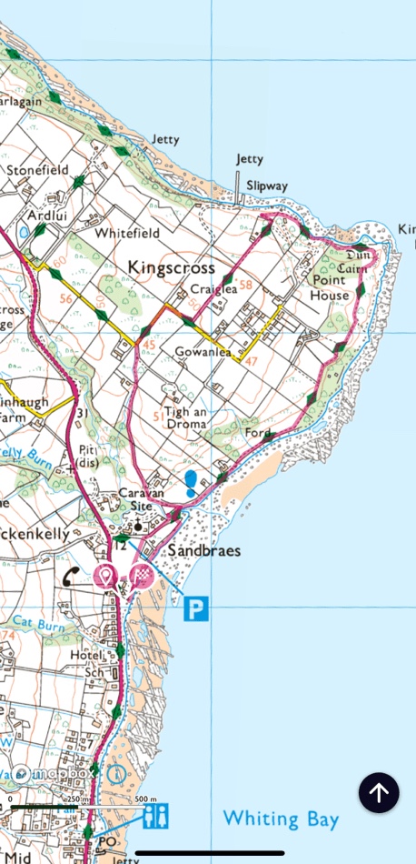Map of route to Kingscross point and back