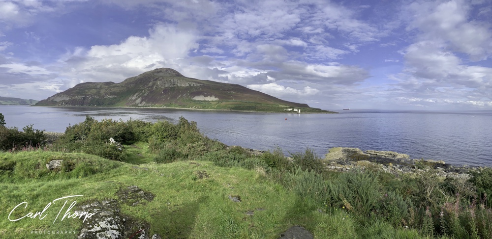 View from the Viking fort across the bay to Holy Island