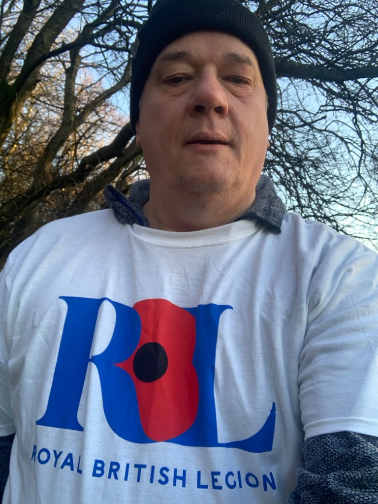 The author out on a jog raising funds for the Royal British Legion